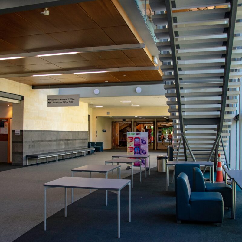 Inside a hallway at the University of Otago